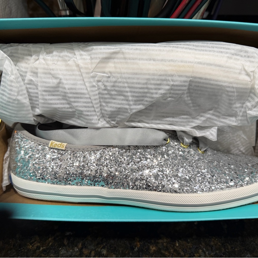Kate Spade silver sequin shoes